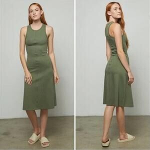 New Lunya Restore fitted dress humble green heather size XS